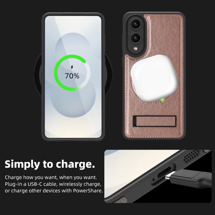 For Samsung Galaxy S25 Edge 5G Multi-function Holder MagSafe PU Phone Case