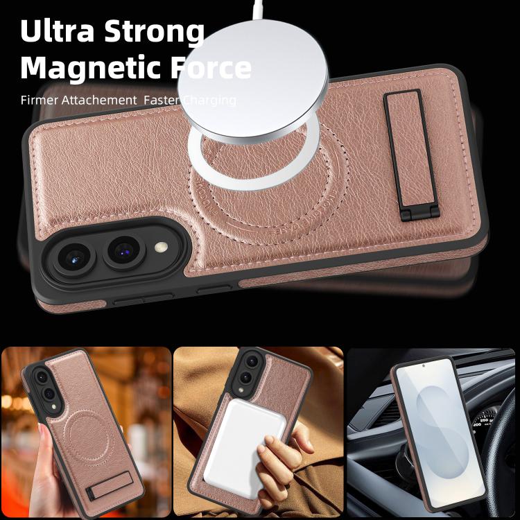 For Samsung Galaxy S25 Edge 5G Multi-function Holder MagSafe PU Phone Case
