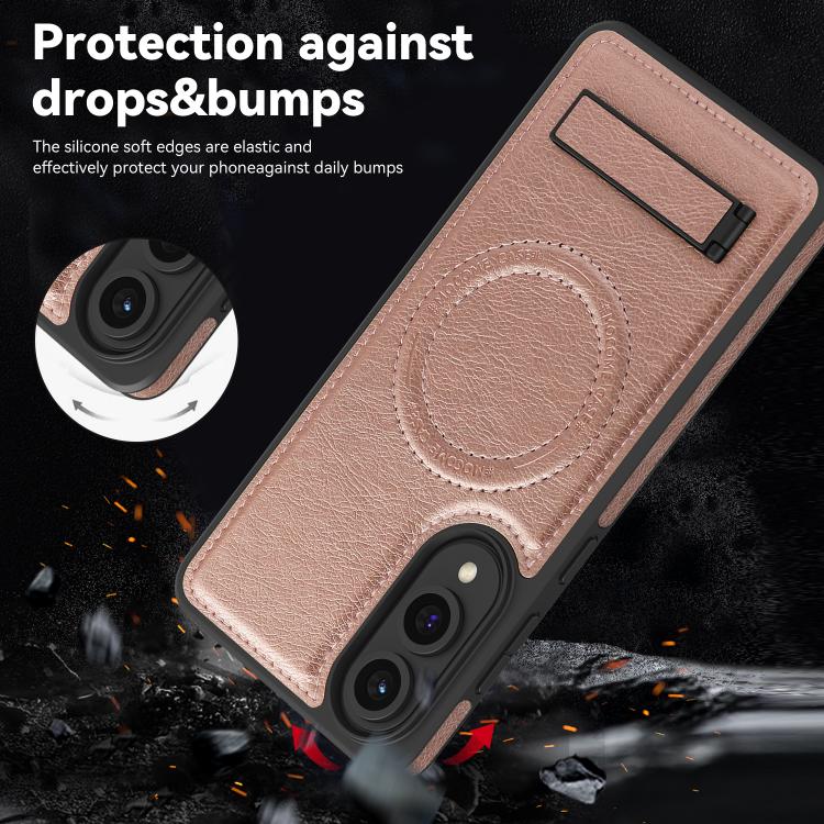 For Samsung Galaxy S25 Edge 5G Multi-function Holder MagSafe PU Phone Case