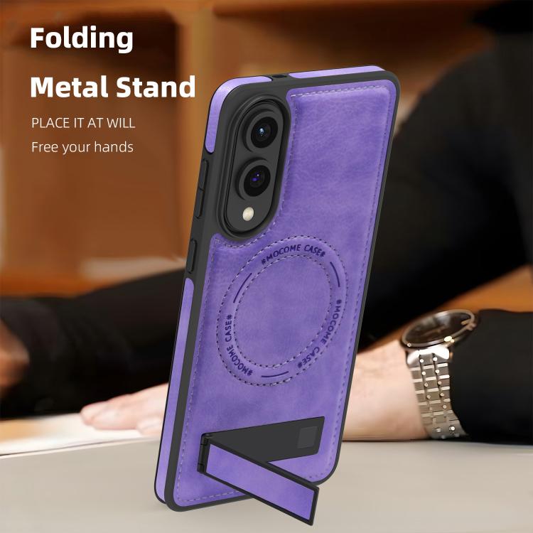 For Samsung Galaxy S25 Edge 5G Multi-function Holder MagSafe PU Phone Case