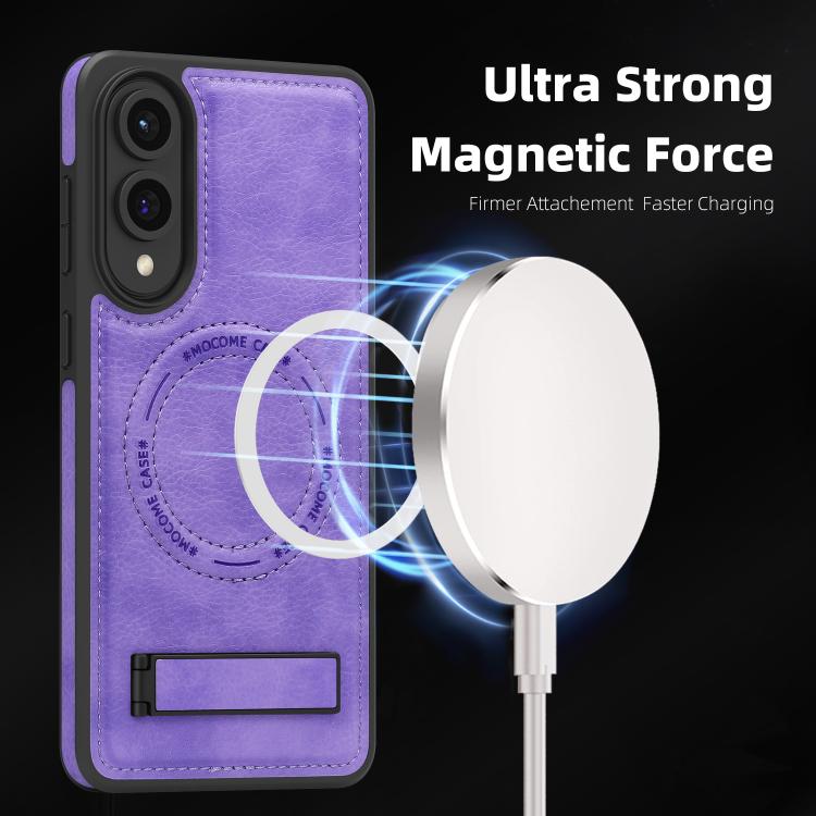 For Samsung Galaxy S25 Edge 5G Multi-function Holder MagSafe PU Phone Case