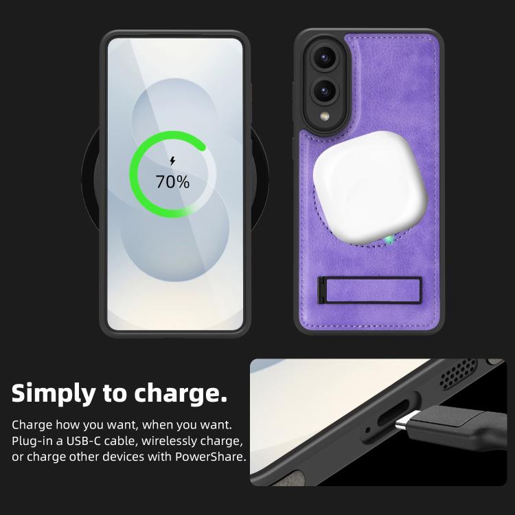 For Samsung Galaxy S25 Edge 5G Multi-function Holder MagSafe PU Phone Case