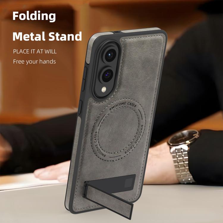 For Samsung Galaxy S25 Edge 5G Multi-function Holder MagSafe PU Phone Case