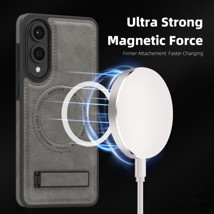 For Samsung Galaxy S25 Edge 5G Multi-function Holder MagSafe PU Phone Case