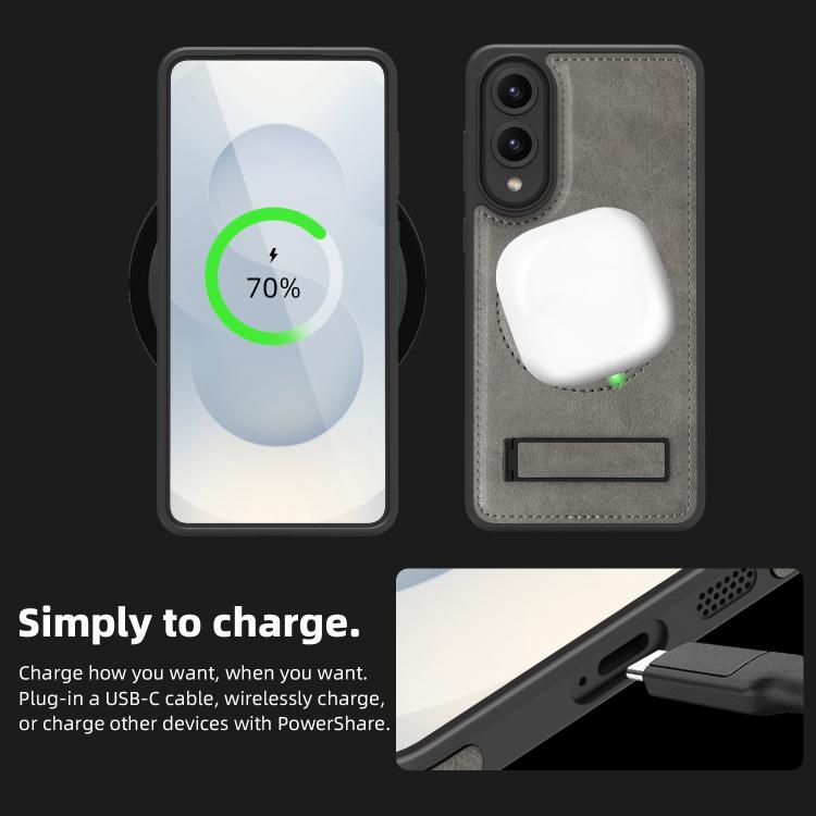 For Samsung Galaxy S25 Edge 5G Multi-function Holder MagSafe PU Phone Case