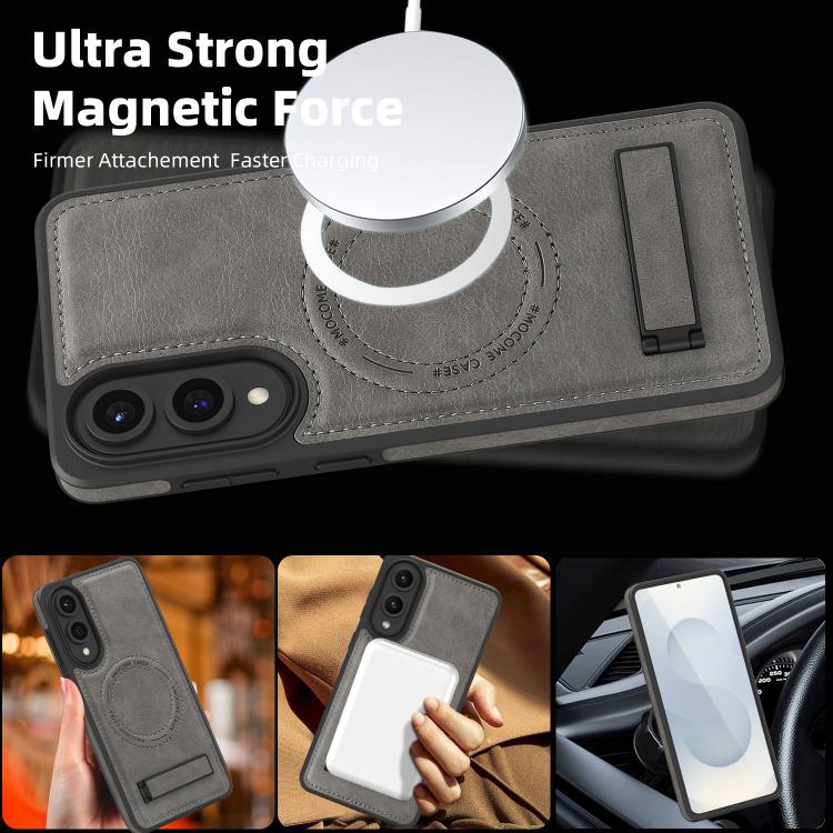 For Samsung Galaxy S25 Edge 5G Multi-function Holder MagSafe PU Phone Case