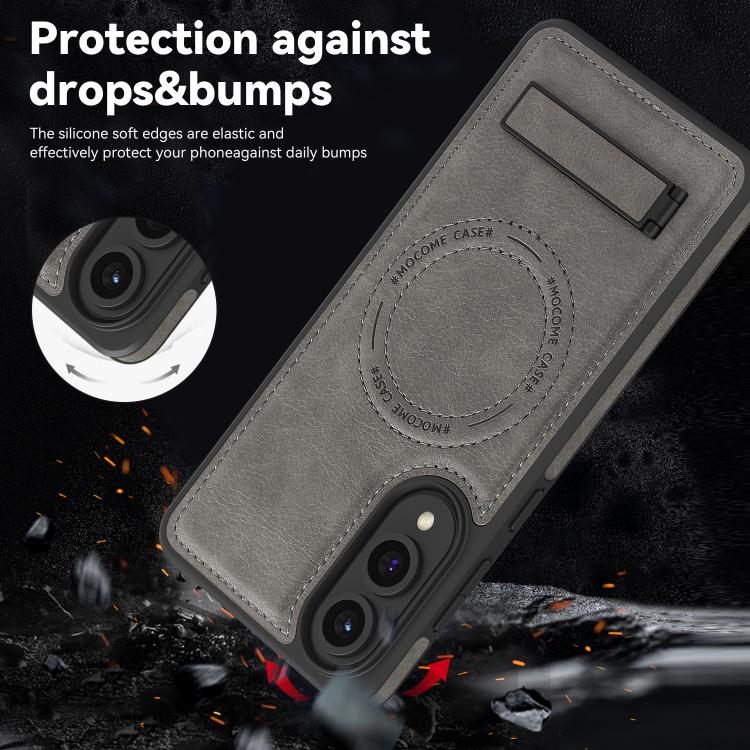 For Samsung Galaxy S25 Edge 5G Multi-function Holder MagSafe PU Phone Case