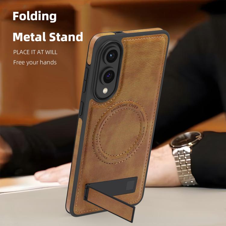 For Samsung Galaxy S25 Edge 5G Multi-function Holder MagSafe PU Phone Case