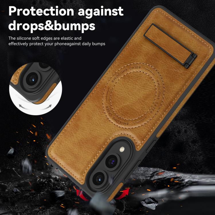 For Samsung Galaxy S25 Edge 5G Multi-function Holder MagSafe PU Phone Case