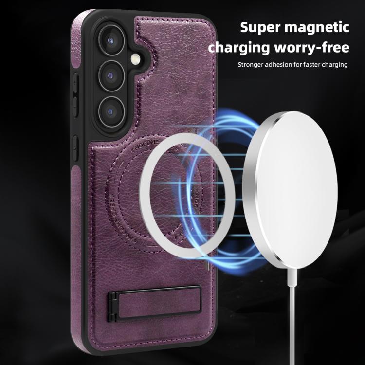 For Samsung Galaxy S25 5G Multi-function Holder MagSafe PU Phone Case