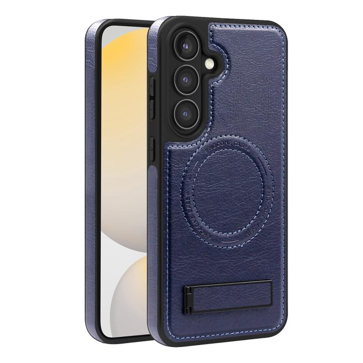 For Samsung Galaxy S25 5G Multi-function Holder MagSafe PU Phone Case