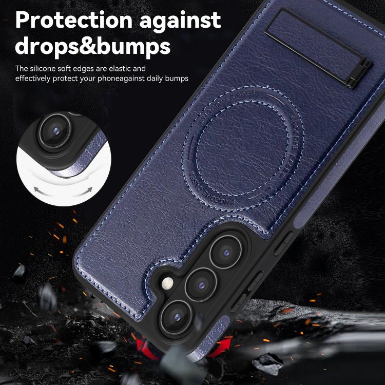 For Samsung Galaxy S25 5G Multi-function Holder MagSafe PU Phone Case
