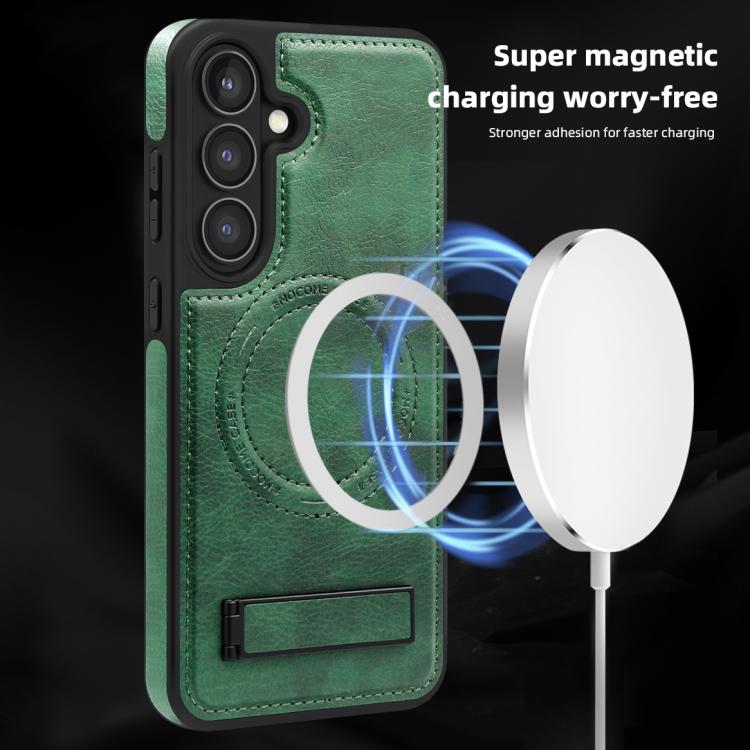 For Samsung Galaxy S25 5G Multi-function Holder MagSafe PU Phone Case