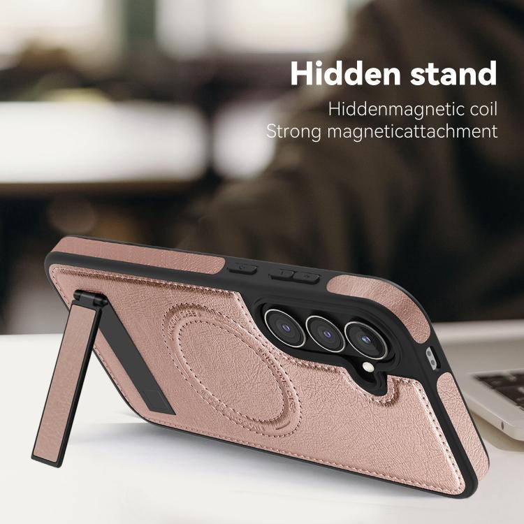 For Samsung Galaxy S25 5G Multi-function Holder MagSafe PU Phone Case