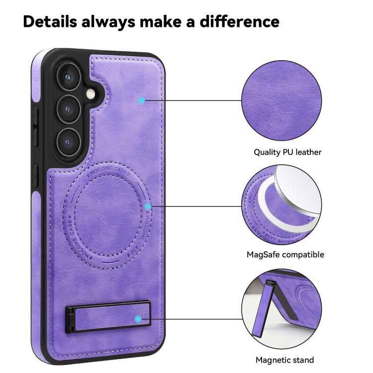 For Samsung Galaxy S25 5G Multi-function Holder MagSafe PU Phone Case