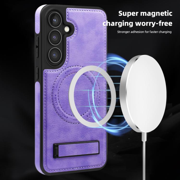 For Samsung Galaxy S25 5G Multi-function Holder MagSafe PU Phone Case
