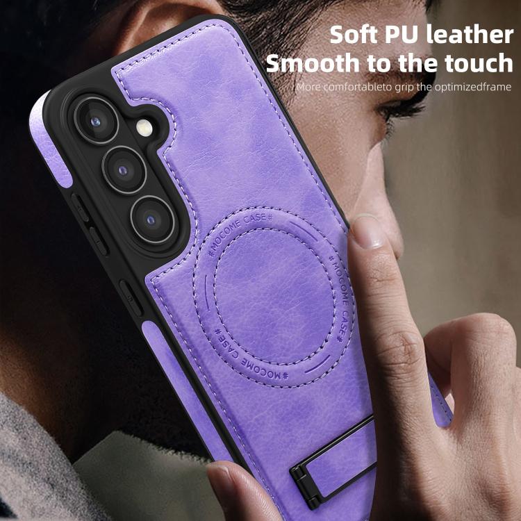 For Samsung Galaxy S25 5G Multi-function Holder MagSafe PU Phone Case