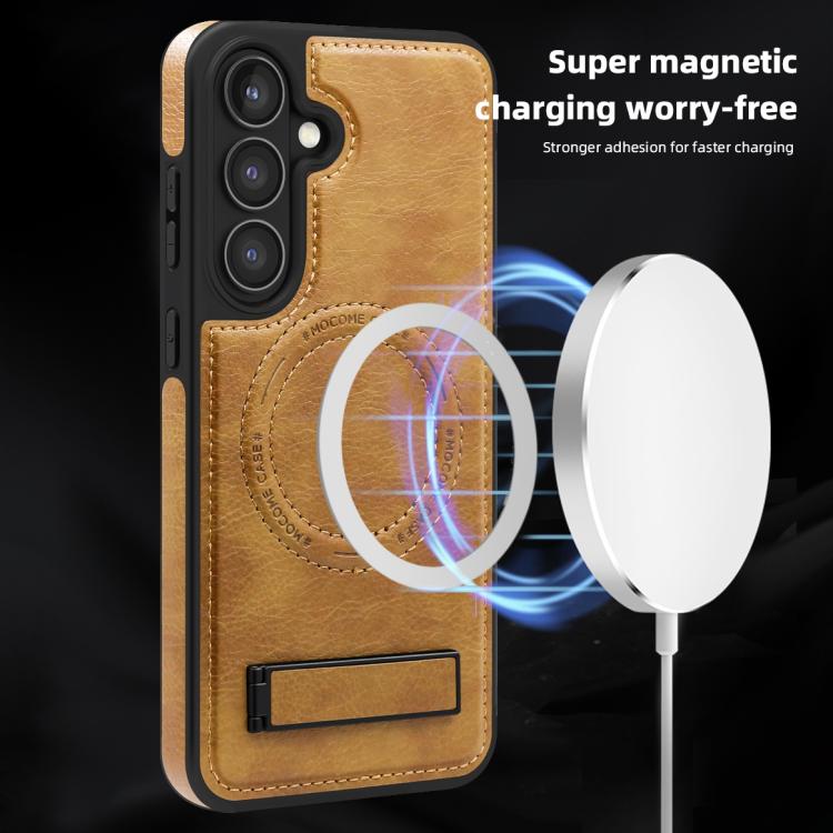 For Samsung Galaxy S25 5G Multi-function Holder MagSafe PU Phone Case
