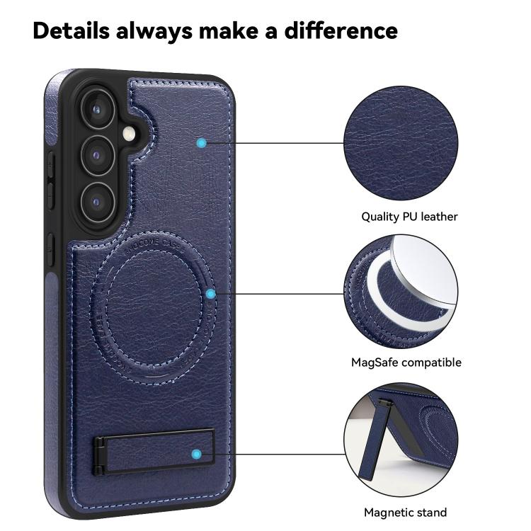 For Samsung Galaxy S25+ 5G Multi-function Holder MagSafe PU Phone Case