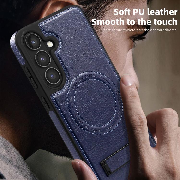 For Samsung Galaxy S25+ 5G Multi-function Holder MagSafe PU Phone Case