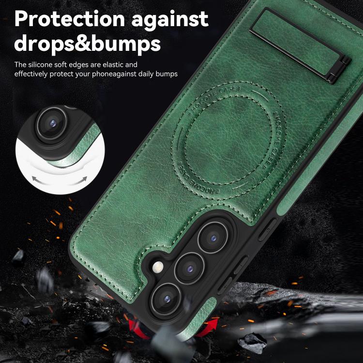 For Samsung Galaxy S25+ 5G Multi-function Holder MagSafe PU Phone Case