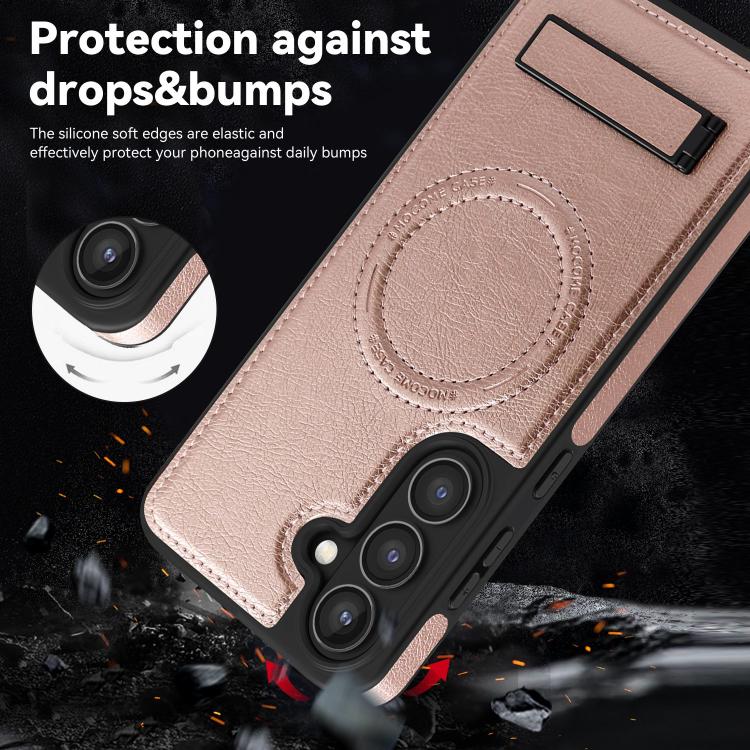 For Samsung Galaxy S25+ 5G Multi-function Holder MagSafe PU Phone Case