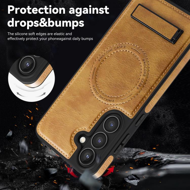 For Samsung Galaxy S25+ 5G Multi-function Holder MagSafe PU Phone Case