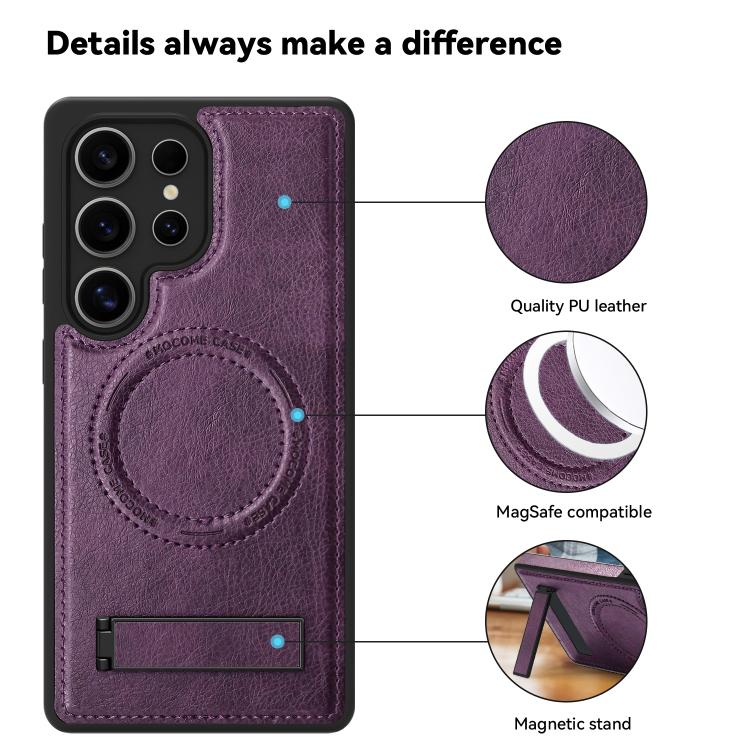 For Samsung Galaxy S25 Ultra 5G Multi-function Holder MagSafe PU Phone Case