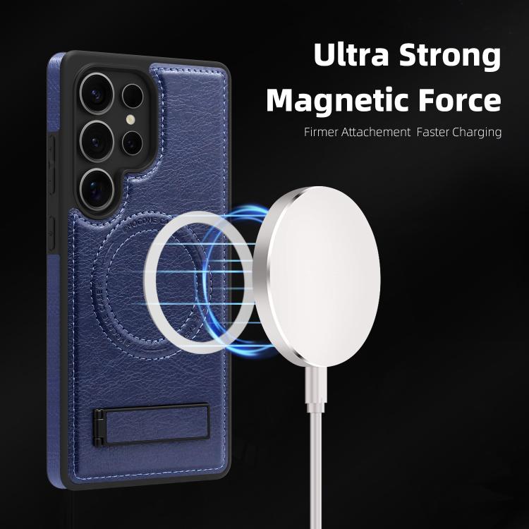 For Samsung Galaxy S25 Ultra 5G Multi-function Holder MagSafe PU Phone Case