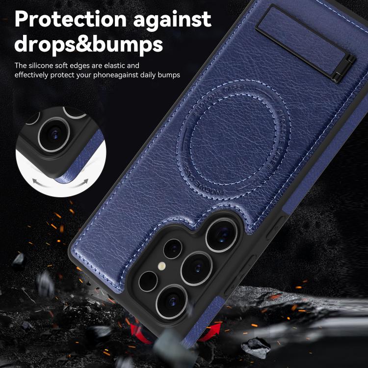 For Samsung Galaxy S25 Ultra 5G Multi-function Holder MagSafe PU Phone Case