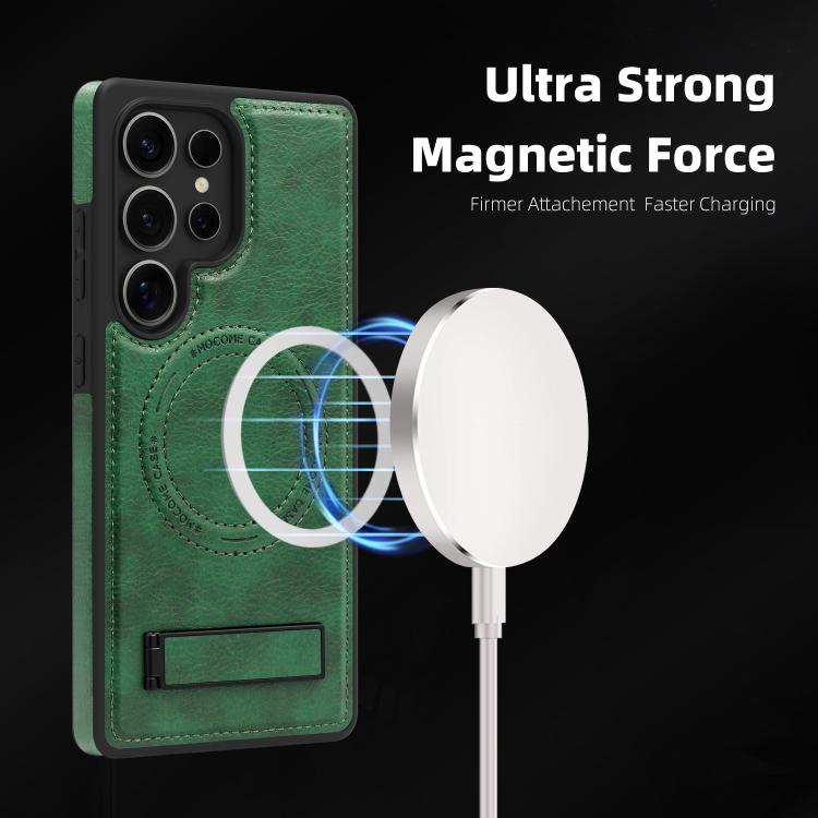 For Samsung Galaxy S25 Ultra 5G Multi-function Holder MagSafe PU Phone Case