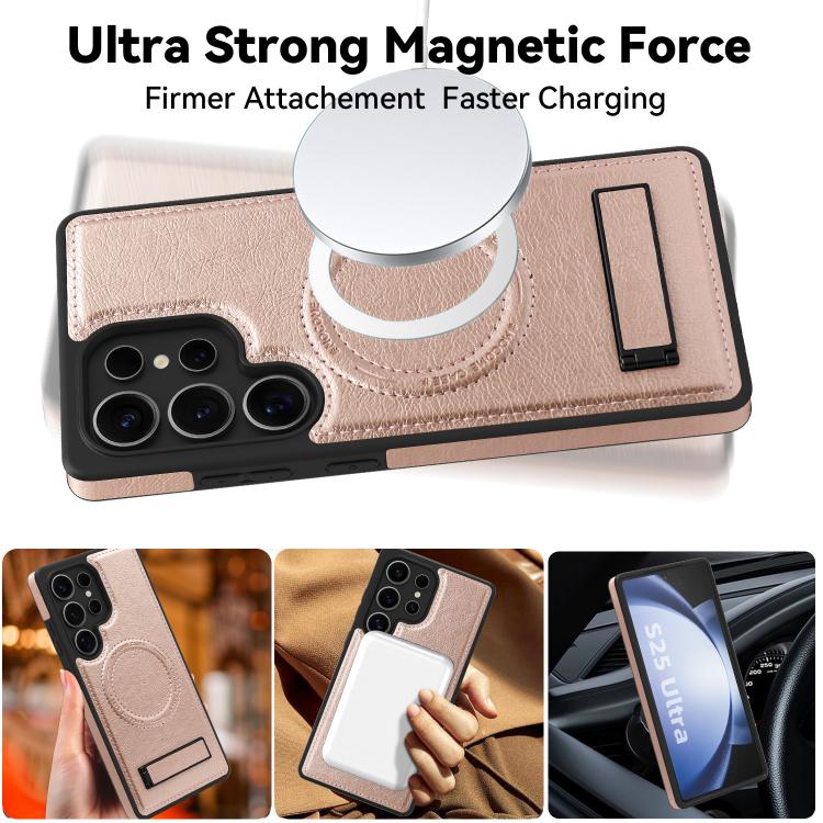 For Samsung Galaxy S25 Ultra 5G Multi-function Holder MagSafe PU Phone Case