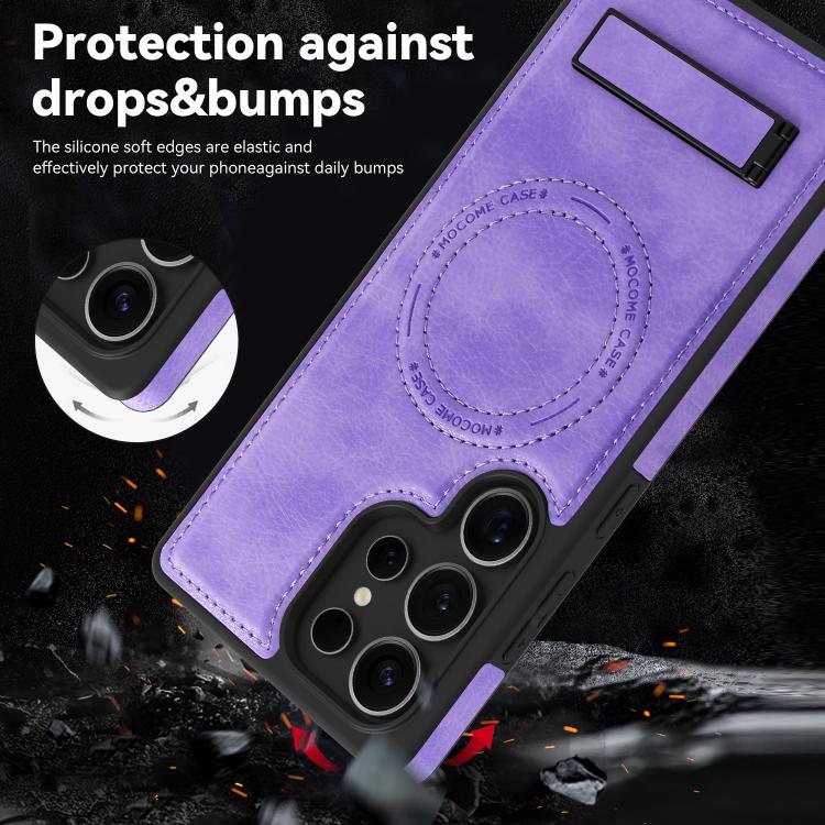 For Samsung Galaxy S25 Ultra 5G Multi-function Holder MagSafe PU Phone Case