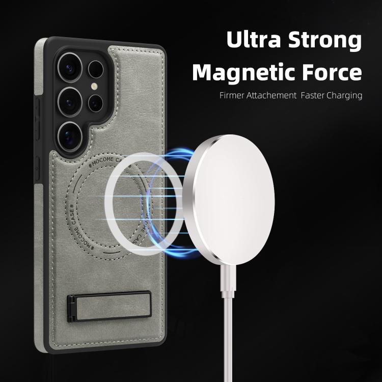For Samsung Galaxy S25 Ultra 5G Multi-function Holder MagSafe PU Phone Case