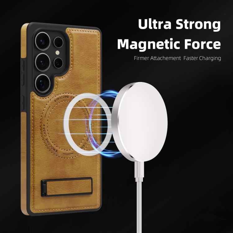 For Samsung Galaxy S25 Ultra 5G Multi-function Holder MagSafe PU Phone Case