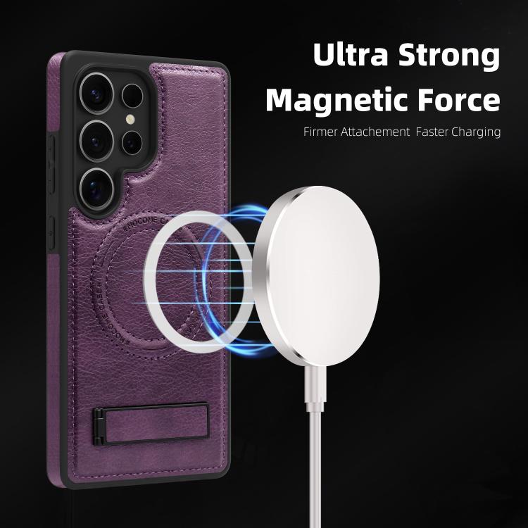 For Samsung Galaxy S24 Ultra 5G Multi-function Holder MagSafe PU Phone Case