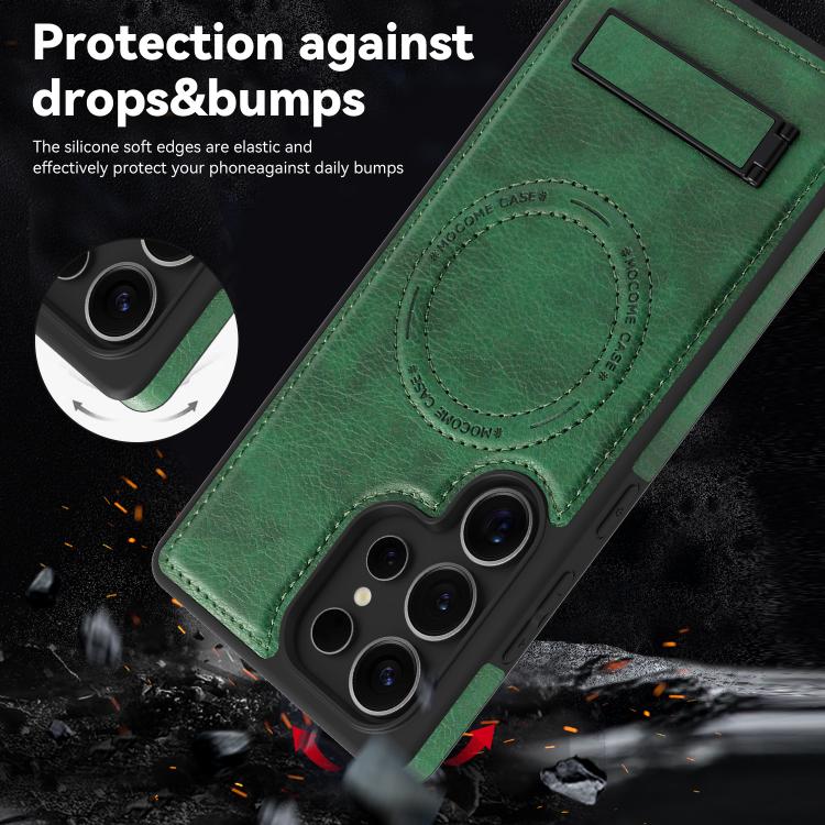 For Samsung Galaxy S24 Ultra 5G Multi-function Holder MagSafe PU Phone Case