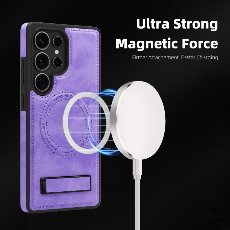 For Samsung Galaxy S24 Ultra 5G Multi-function Holder MagSafe PU Phone Case