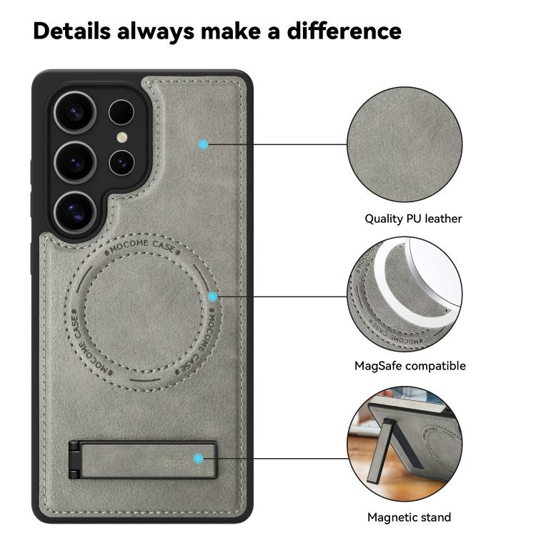 For Samsung Galaxy S24 Ultra 5G Multi-function Holder MagSafe PU Phone Case