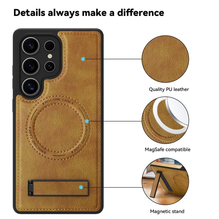 For Samsung Galaxy S24 Ultra 5G Multi-function Holder MagSafe PU Phone Case