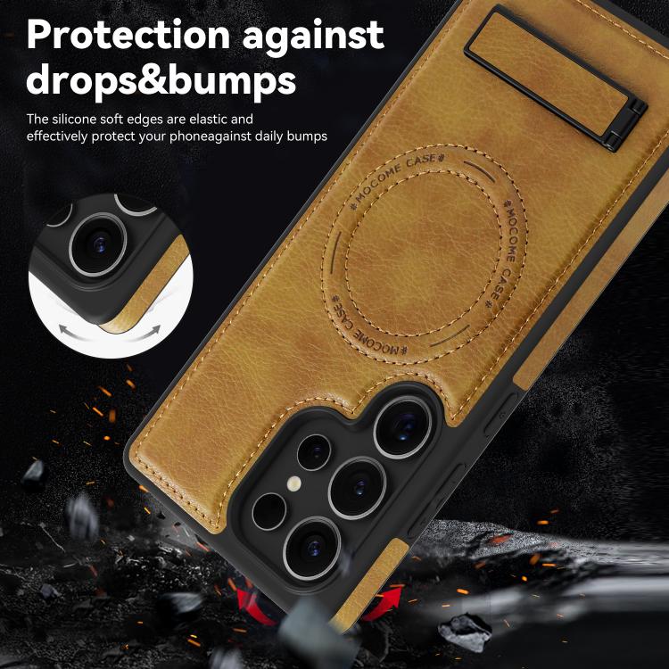 For Samsung Galaxy S24 Ultra 5G Multi-function Holder MagSafe PU Phone Case