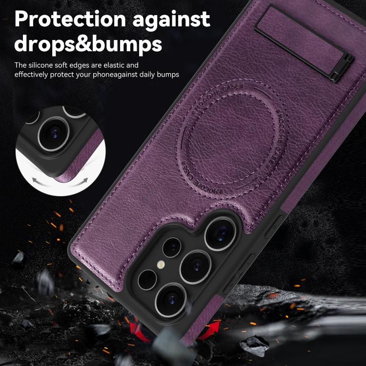 For Samsung Galaxy S23 Ultra 5G Multi-function Holder MagSafe PU Phone Case