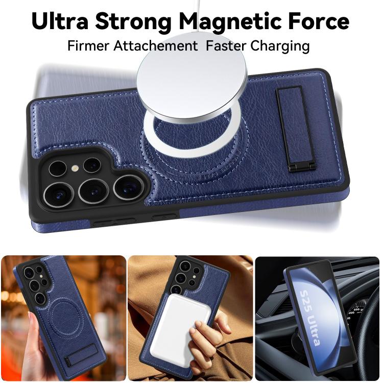 For Samsung Galaxy S23 Ultra 5G Multi-function Holder MagSafe PU Phone Case