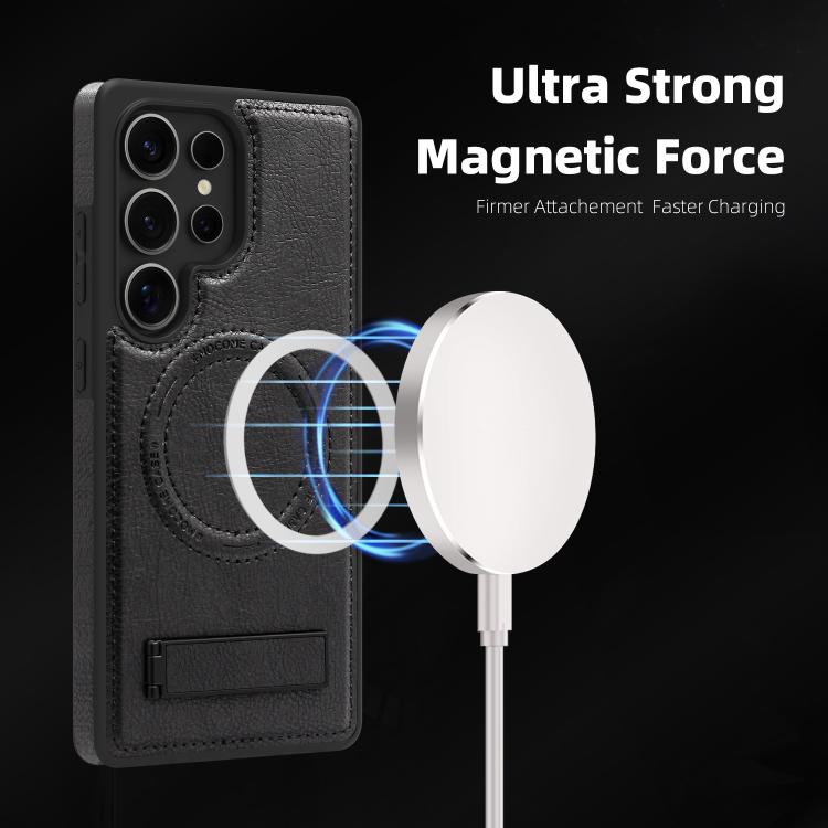 For Samsung Galaxy S23 Ultra 5G Multi-function Holder MagSafe PU Phone Case