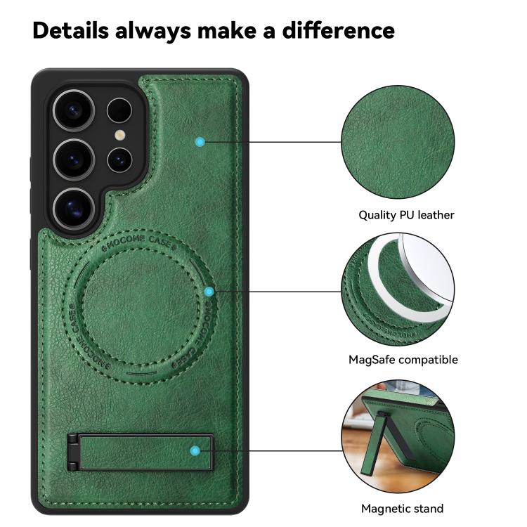 For Samsung Galaxy S23 Ultra 5G Multi-function Holder MagSafe PU Phone Case