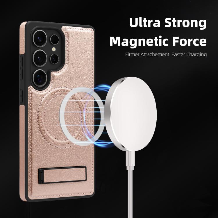 For Samsung Galaxy S23 Ultra 5G Multi-function Holder MagSafe PU Phone Case