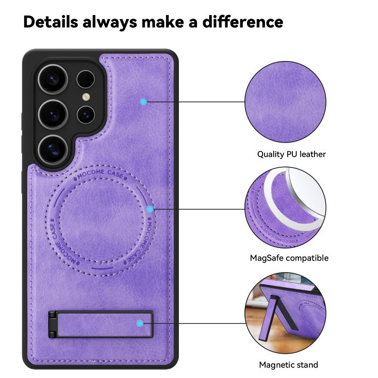 For Samsung Galaxy S23 Ultra 5G Multi-function Holder MagSafe PU Phone Case