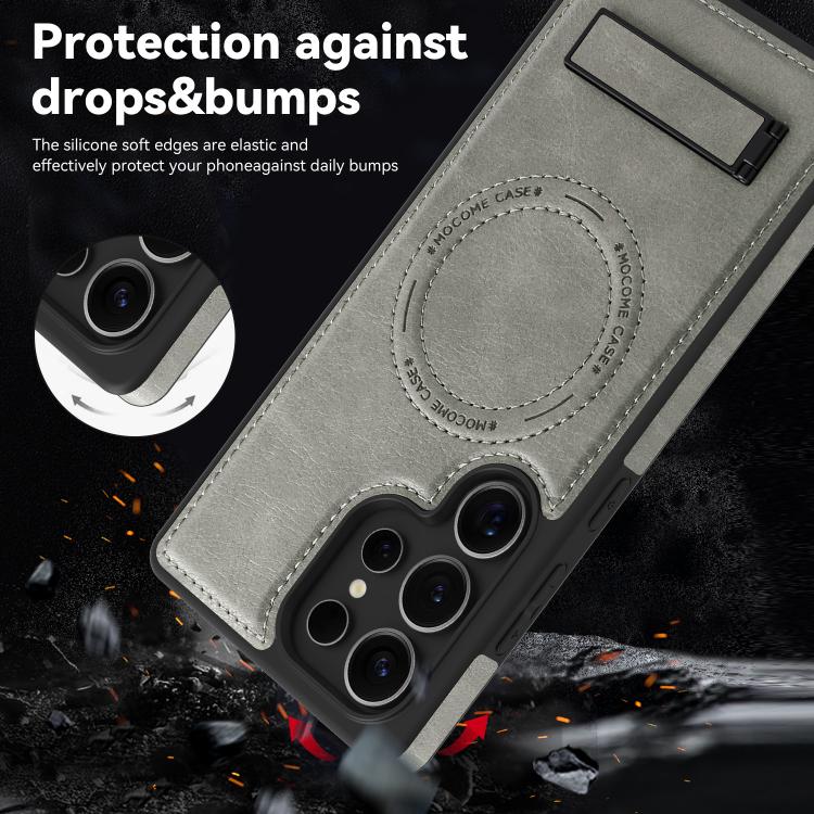 For Samsung Galaxy S23 Ultra 5G Multi-function Holder MagSafe PU Phone Case