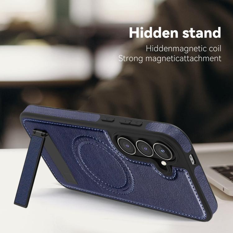 For Samsung Galaxy S24 5G Multi-function Holder MagSafe PU Phone Case