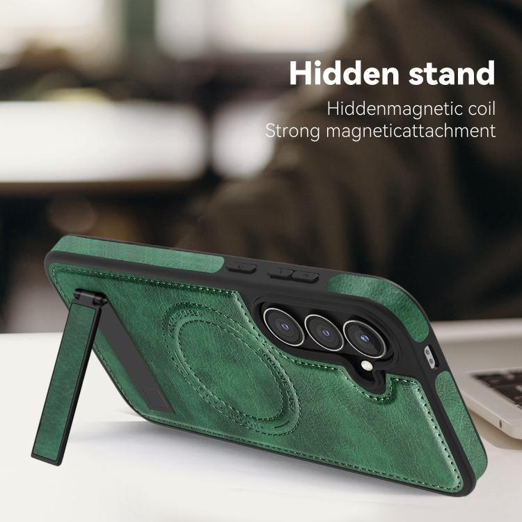 For Samsung Galaxy S24 5G Multi-function Holder MagSafe PU Phone Case